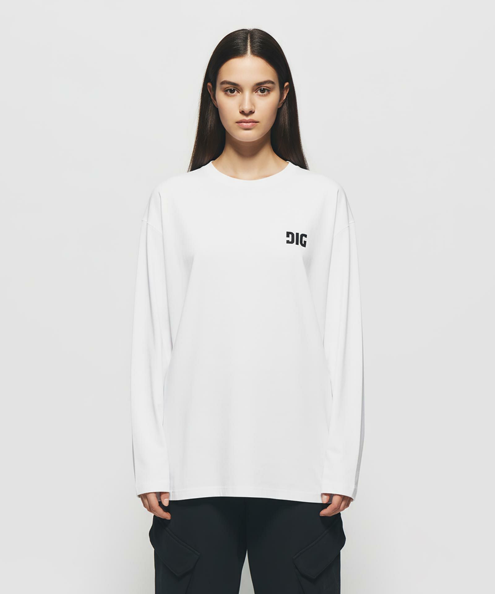 DIG SIGNATURE LOGO LONGSLEEVE T-SHIRT｛CT-05｝【[02]WHITE】 | DIG