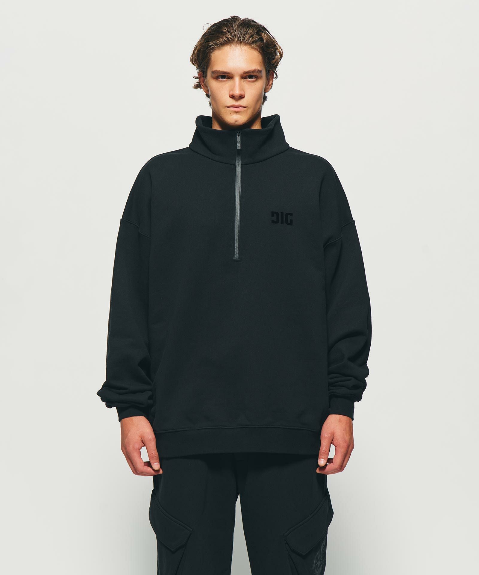 DIG SIGNATURE EMBROIDERED LOGO HOODIE｛CT-07｝【[01]BLACK】 | DIG